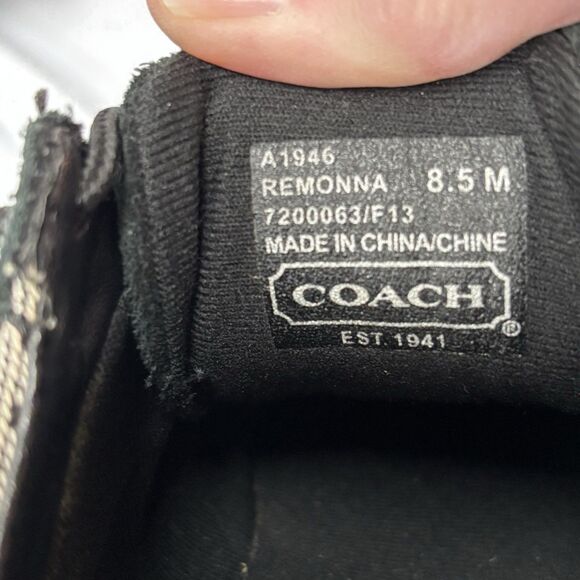Coach Womens 8.5M REMONNA Shoes Black White CC Logo Print Lace Up Sneakers - Picture 4 of 9